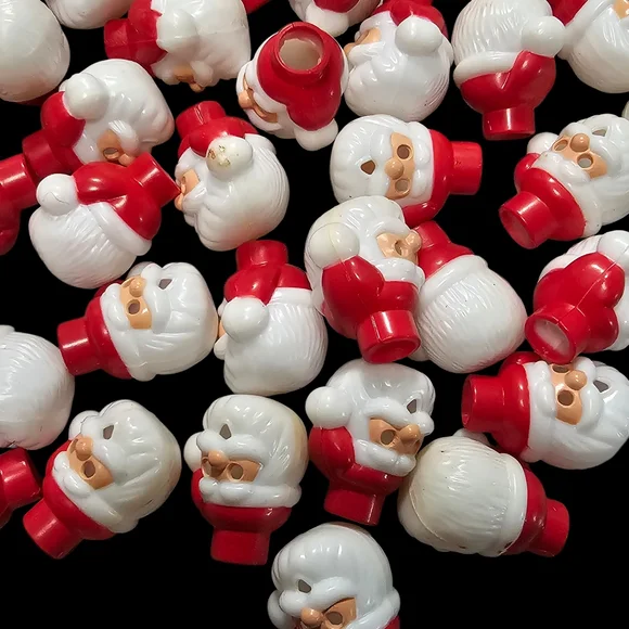 Vintage, Blow Mold Style, Santa Claus Head, String Light Covers, Lot Of 58 - Picture 2 of 4